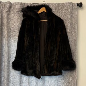 Elegant Black Faux Fur Women's Coat
